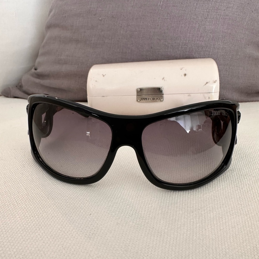 Jimmy Choo black sunglasses gold accents